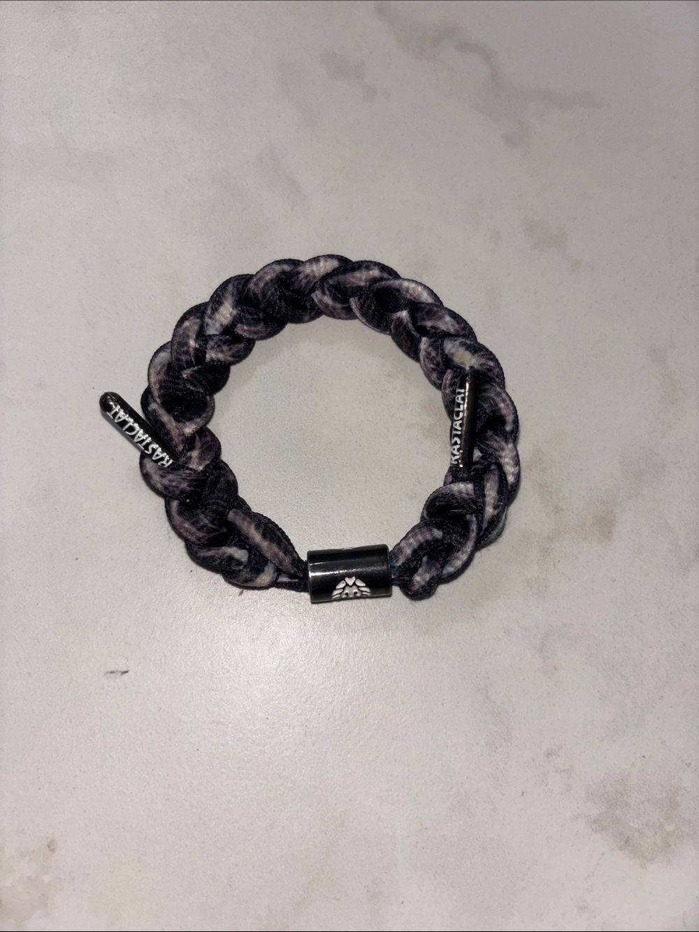 Men’s Braided Black and Gray Cord Bracelet with Metal Clasp